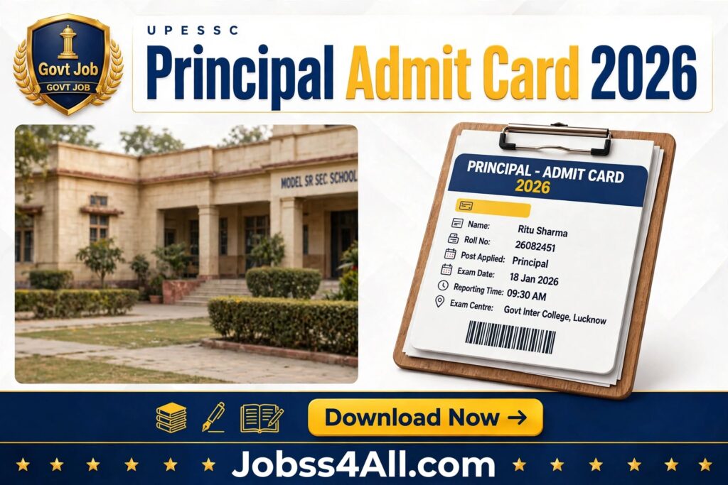 UPESSC Principal Admit Card 2026 Download Hall Ticket Exam Date Direct Link Jobss4all.com