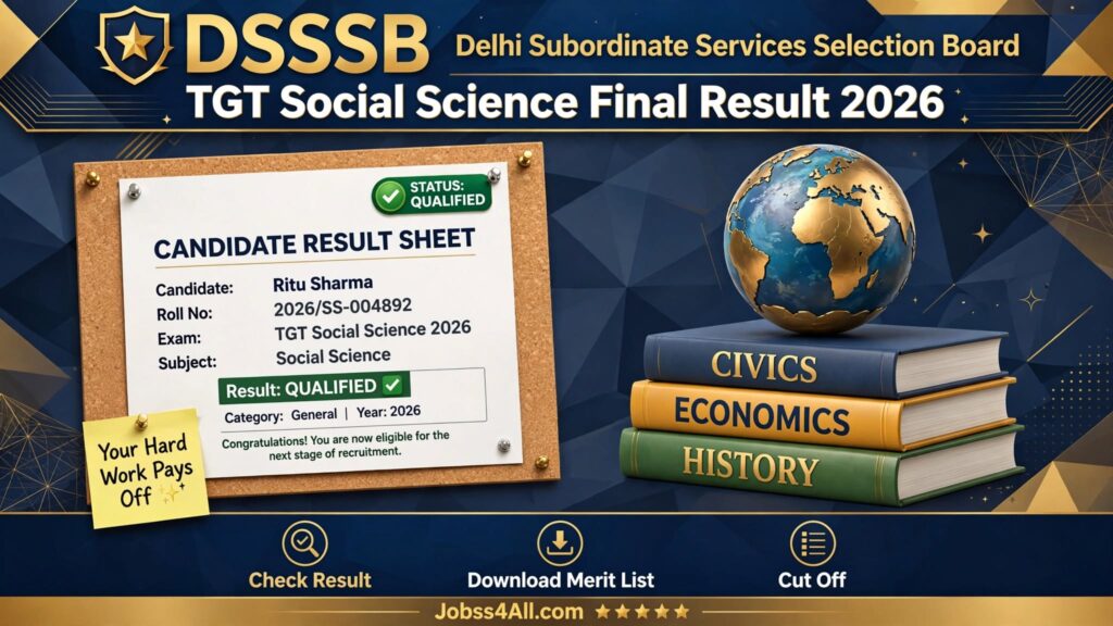 DSSSB TGT Social Science Main Result 2026 and Rejection List for Post Code 805/24 - jobss4all.com