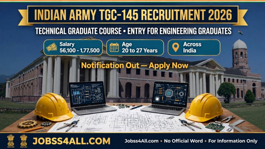 Indian Army TGC 145 Recruitment 2026 – TGC-145 eligibility and important dates | jobss4all.com