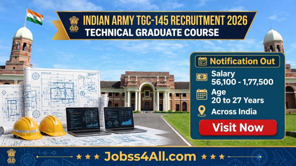 Indian Army TGC 145 Recruitment 2026 notification and apply online details | jobss4all.com