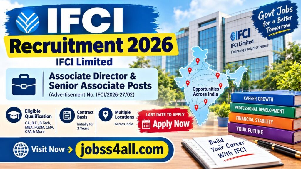IFCI Recruitment 2026 14 Associate Director and Senior Associate Posts – Apply Online – jobss4all.com