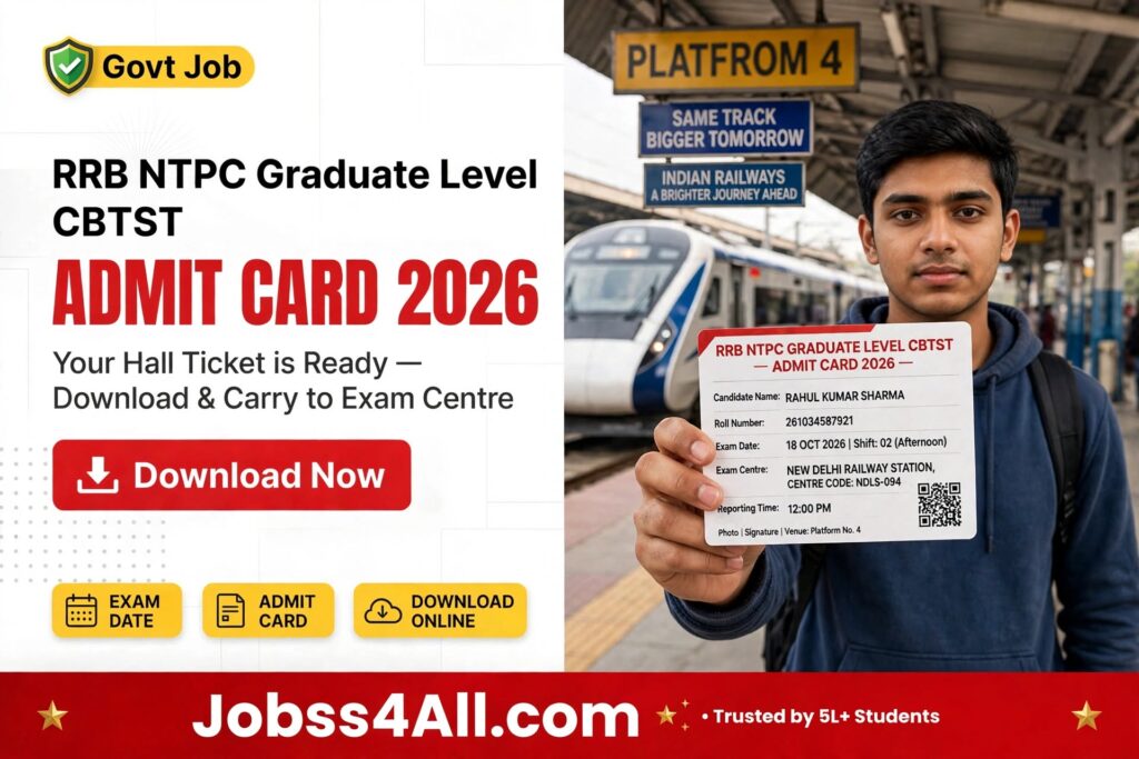 RRB NTPC Graduate CBTST Admit Card 2026 – Download Hall Ticket for 24 September Exam | jobss4all.com