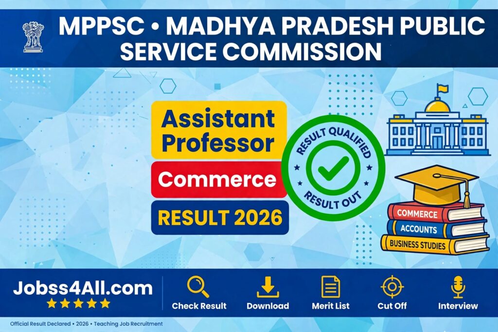 MPPSC Assistant Professor Commerce Result 2026 selection list and marks PDF – jobss4all.com