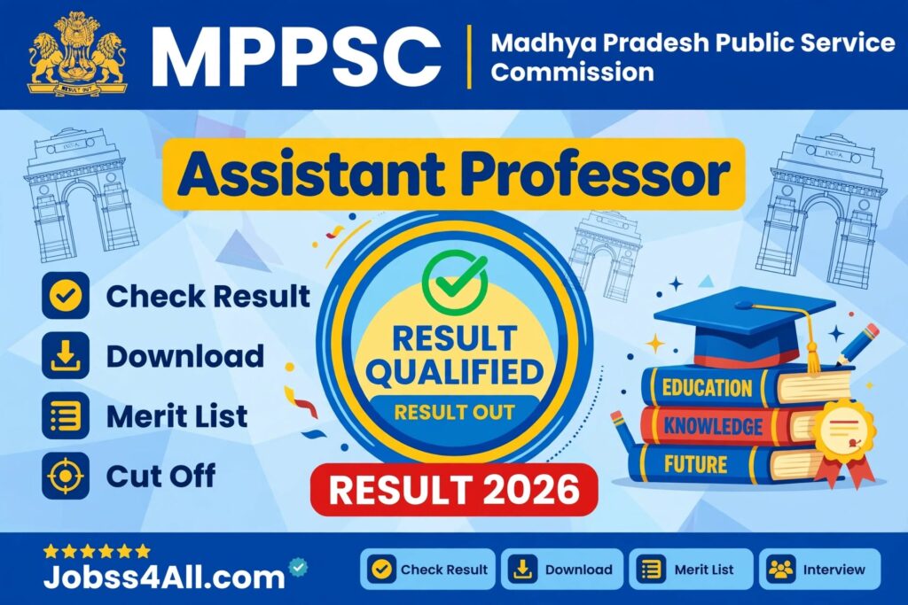 MPPSC Assistant Professor Hindi Result 2026 - Result PDF and Interview Shortlist - jobss4all.com