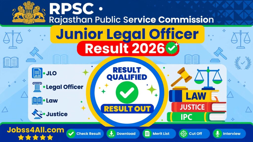 RPSC Junior Legal Officer Result 2026 PDF, Cut Off and Interview Shortlist – jobss4all.com