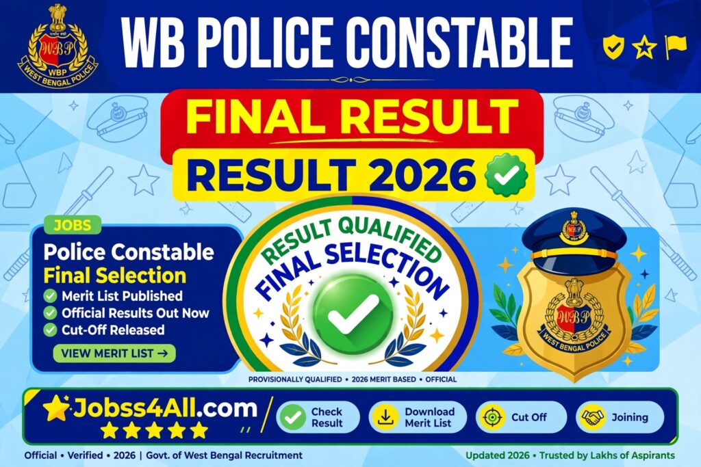 WB Police Constable Final Result 2026 final merit list selected candidates PDF jobss4all.com