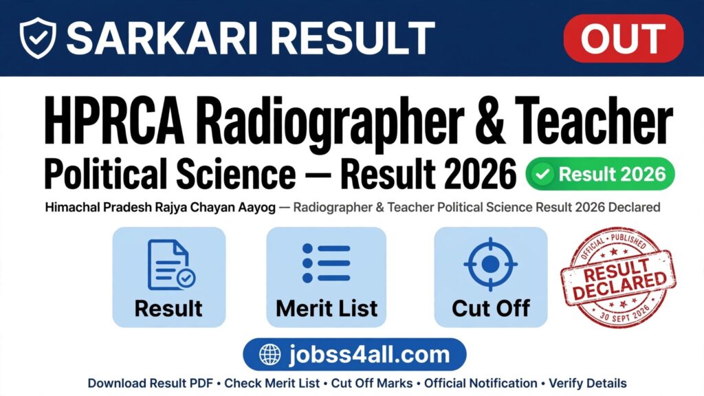 HPRCA Result 2026 PDF for Radiographer and Teacher Political Science Post Codes 26009 and 26028 – jobss4all.com