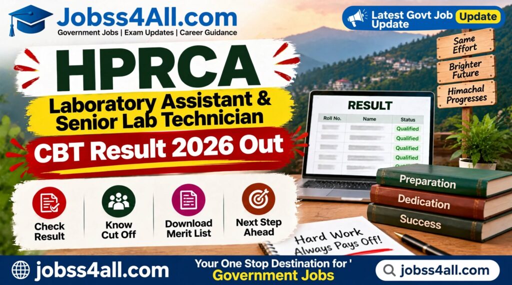 HPRCA CBT Result 2026 – Laboratory Assistant & Senior Lab Technician