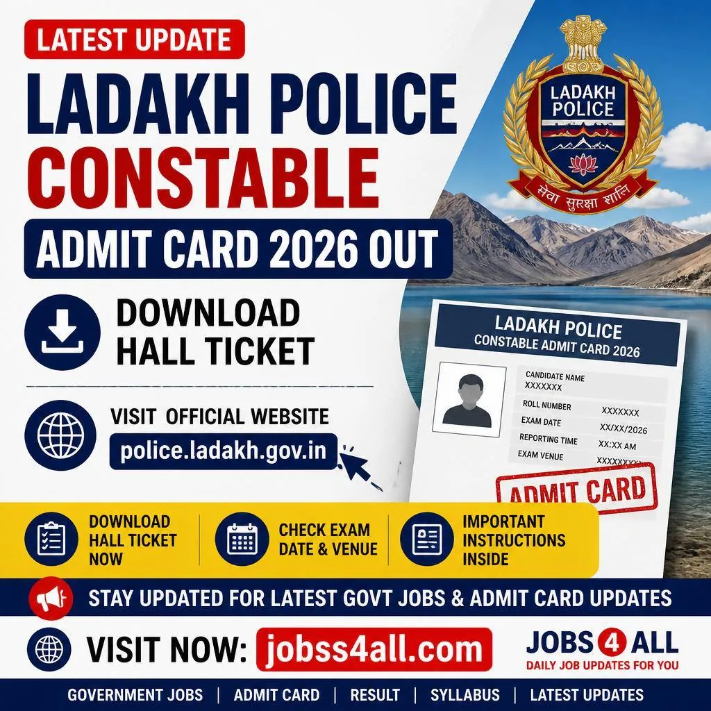 Ladakh Police Constable Admit Card 2026 released for PST PET