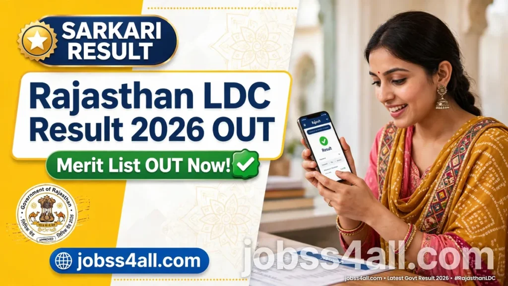 Rajasthan LDC Result 2026 PDF – RSSB Clerk Grade-II and Junior Assistant Result, Merit List and Cut Off | jobss4all.com