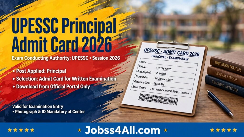 UPESSC Principal Admit Card 2026 hall ticket released for 24 September exam jobss4all.com