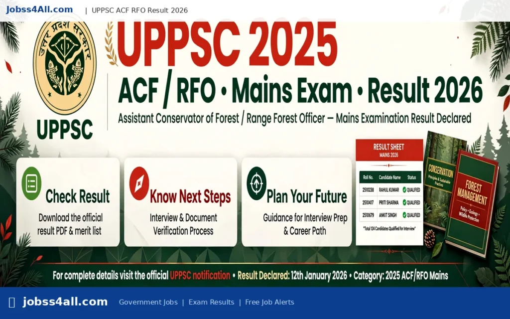 UPPSC ACF RFO Mains Result 2026 released – Check Result PDF
