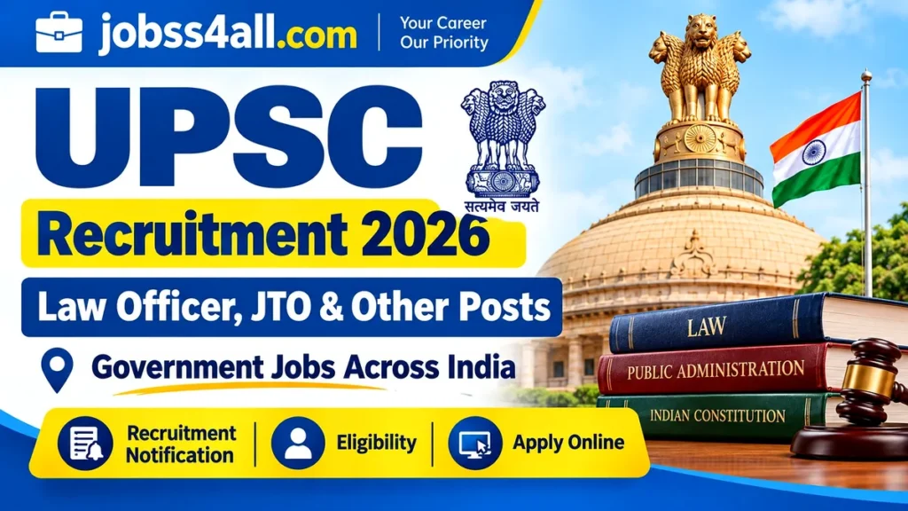 UPSC Recruitment 2026 Notification for 13 Law Officer JTO and Other Posts | jobss4all.com