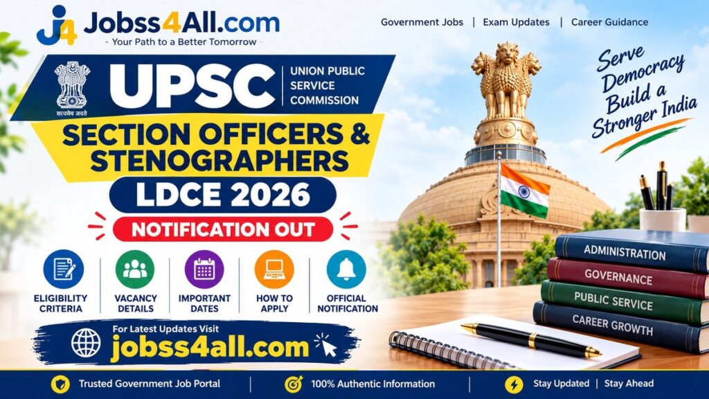 UPSC Section Officers and Stenographers LDCE 2026 Notification – Apply Online