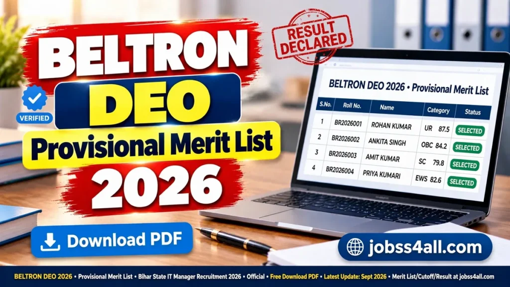 BELTRON DEO Provisional Merit List 2026 PDF for 4808 qualified candidates – jobss4all.com