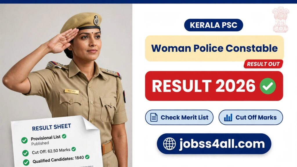 Kerala PSC Woman Police Constable Shortlist 2026 for Category 550/2025, 830/2025 and 646/2025 | jobss4all.com